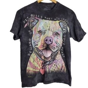 The Mountain Beware of Pit Bulls Hand Dyed Dog Short Sleeve T-Shirt Size Small